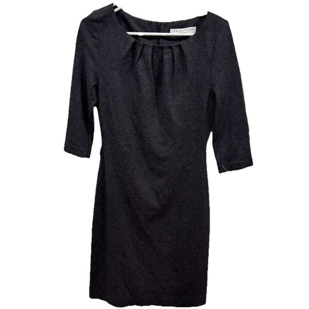 Women’s Trina‎ Turk Grey Dress Sheath Size 2 Professional Formal (missing Belt)